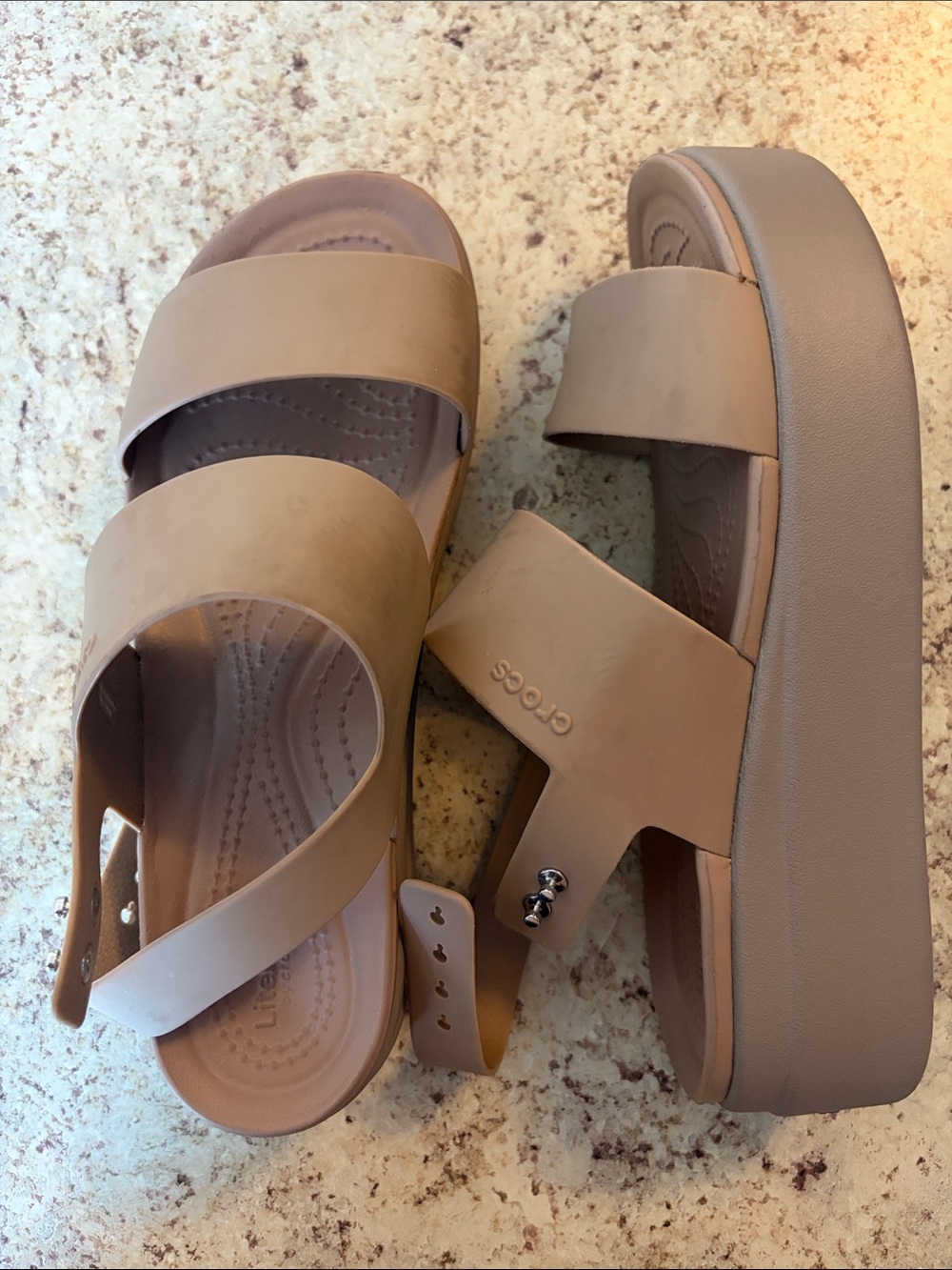 CROCS Women's Beige Platform Slide Sandals